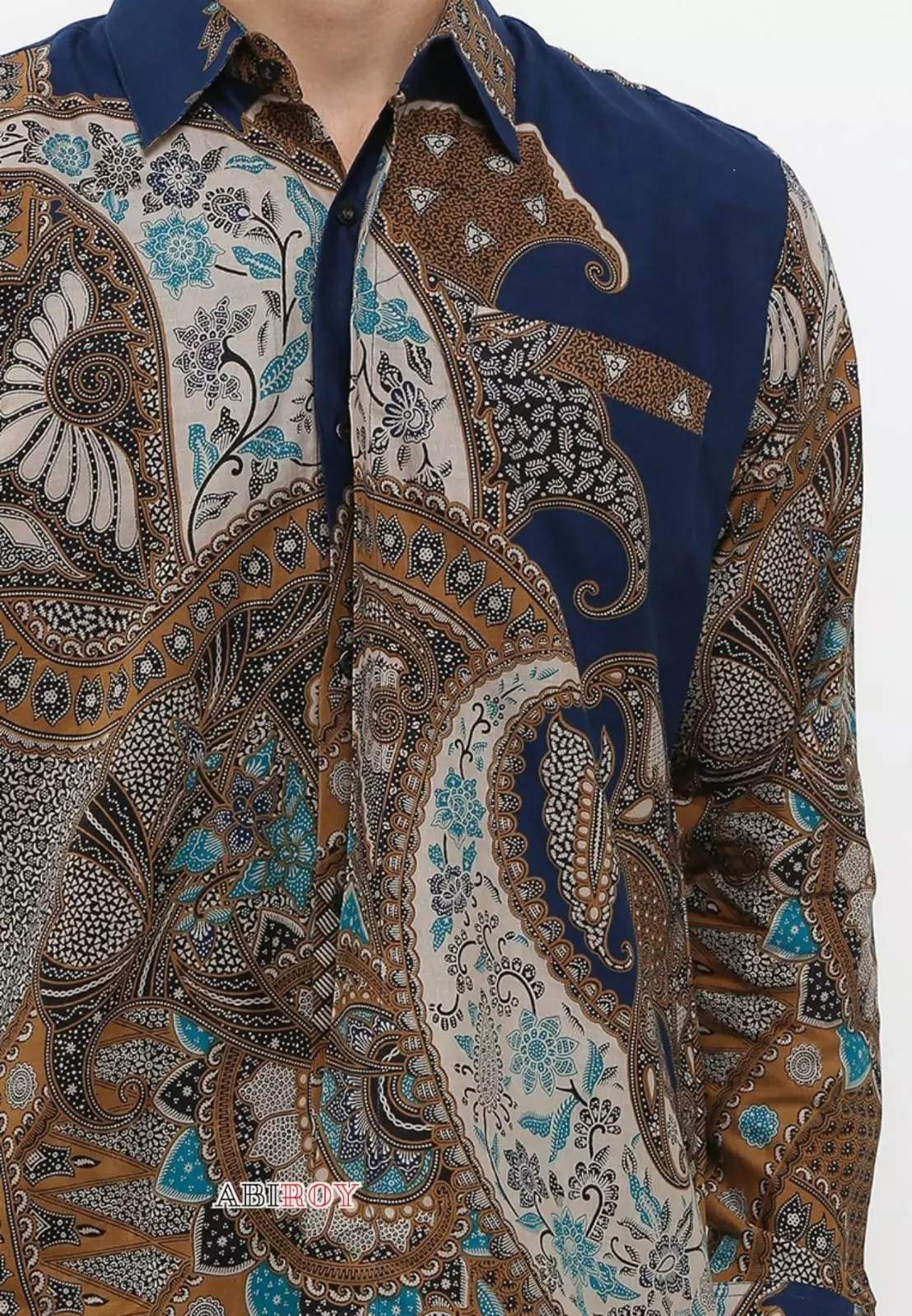 Kemeja Batik Pria Premium Slimfit Elegant Modern Lengan Panjang Bimasatya Navy