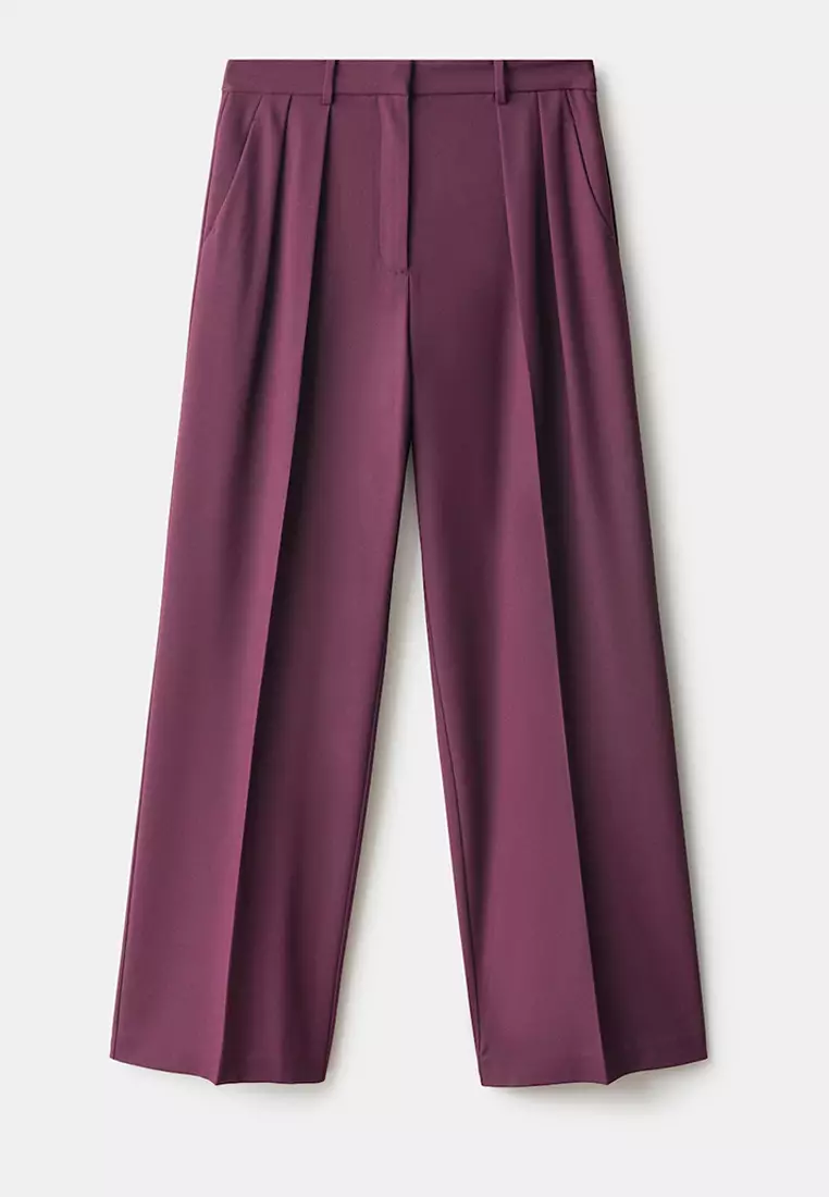 Wide-Leg High-Rise Pleated Trousers