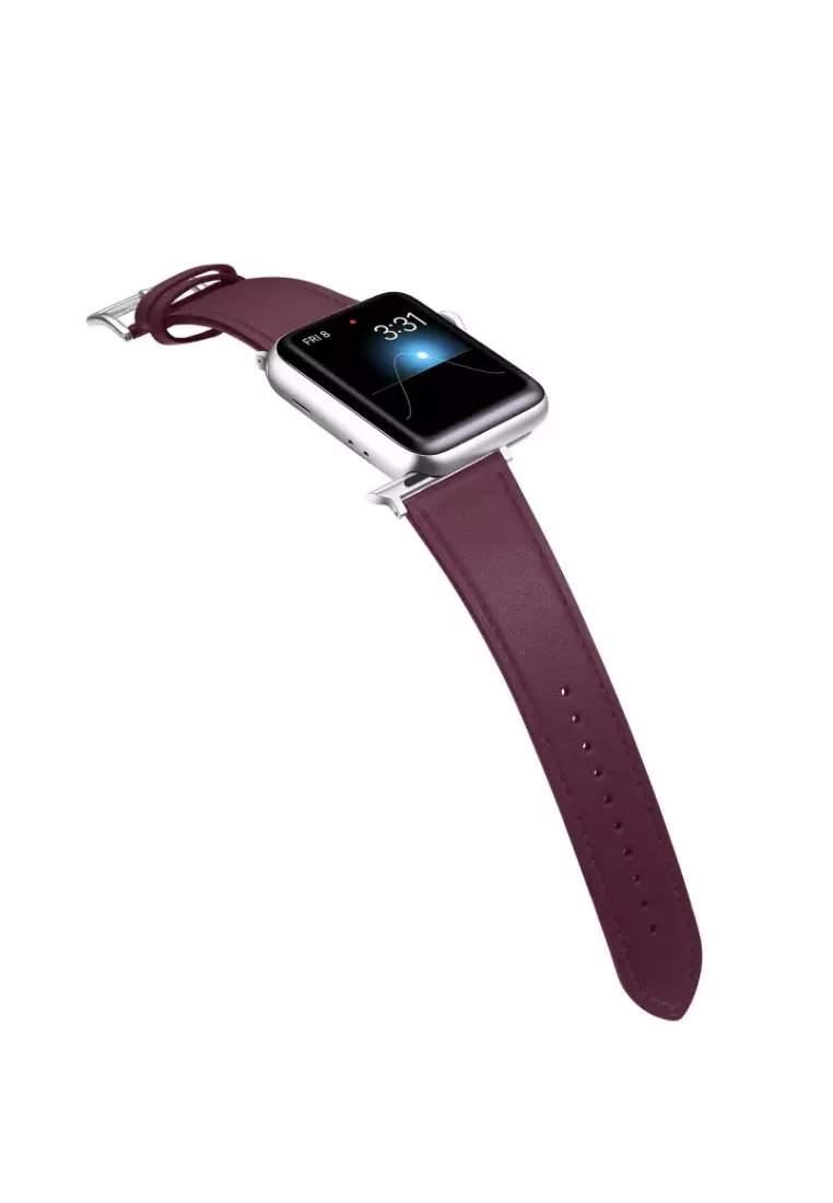 Buy Kings Collection Burgundy Genuine Leather Apple Watch Band