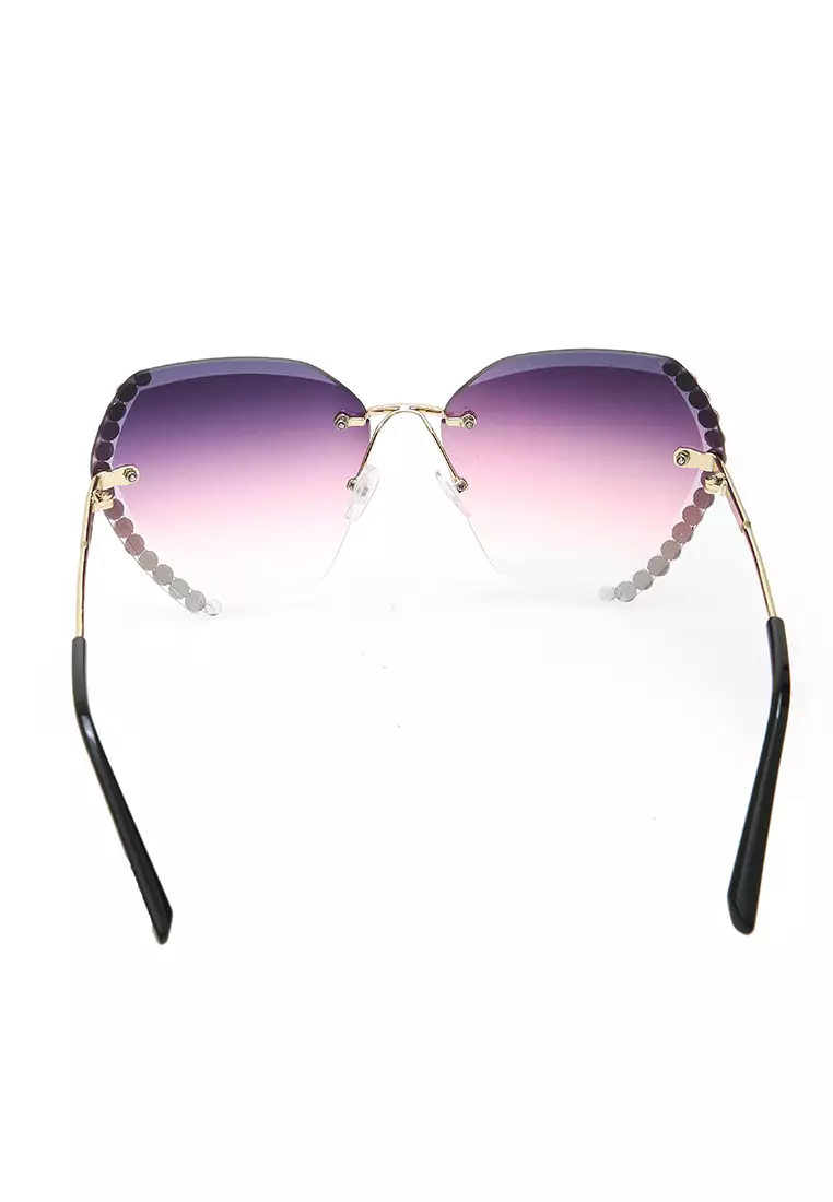 Revika Kacamata Fashion Wanita Sunglasses Frameless Cut Edge Material Metal ORIGINAL - Purple
