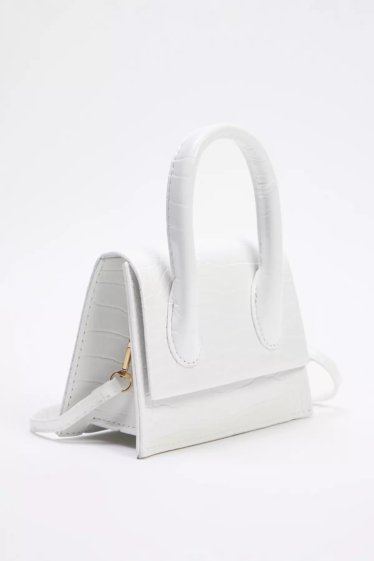 White Textured Cross Strap Women's Mini City Bag Twoaw25Oc00000