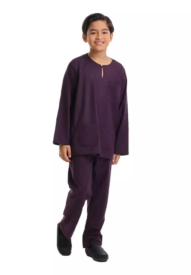 Forest x Hatta Dolmat Baju Melayu Teluk Belanga Budak - FK24104BM-70DkPurple