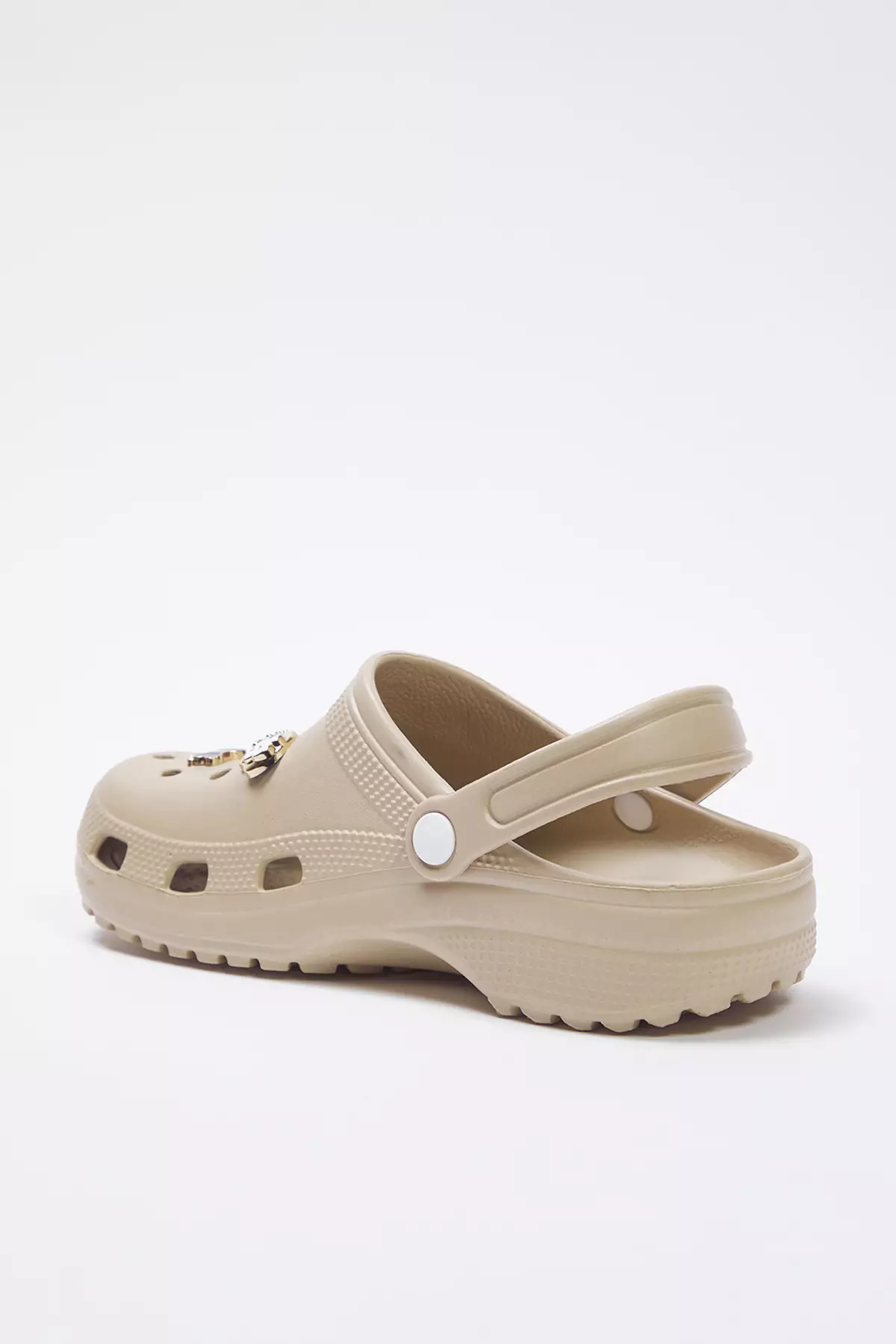 Beige Gold Buckle Accessory Detailed Light Sole Women's Eva Closed Front Sandals Slippers Takss25Sd00033