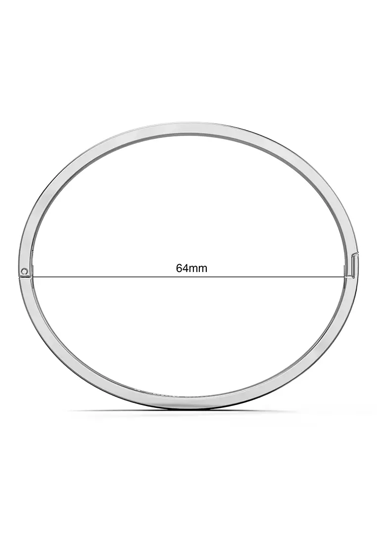 Carrie Stainless Steel Bangle in White Gold - 64mm