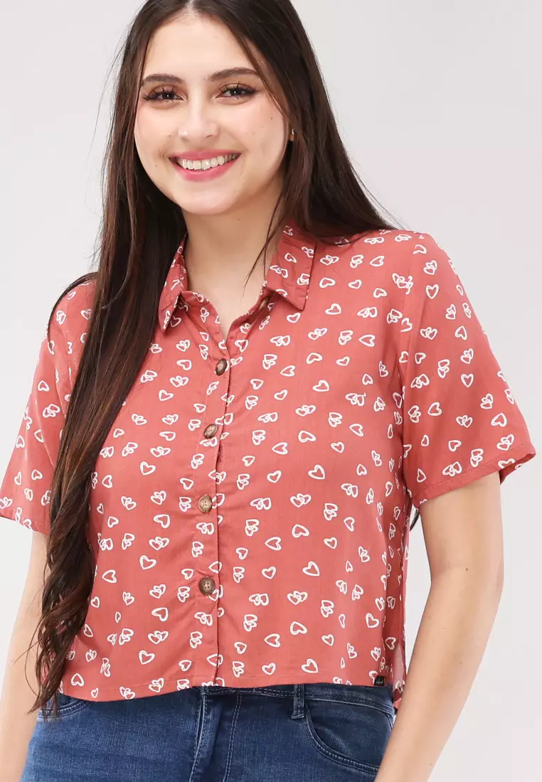 Woven Printed Rayon Short Sleeves Blouse