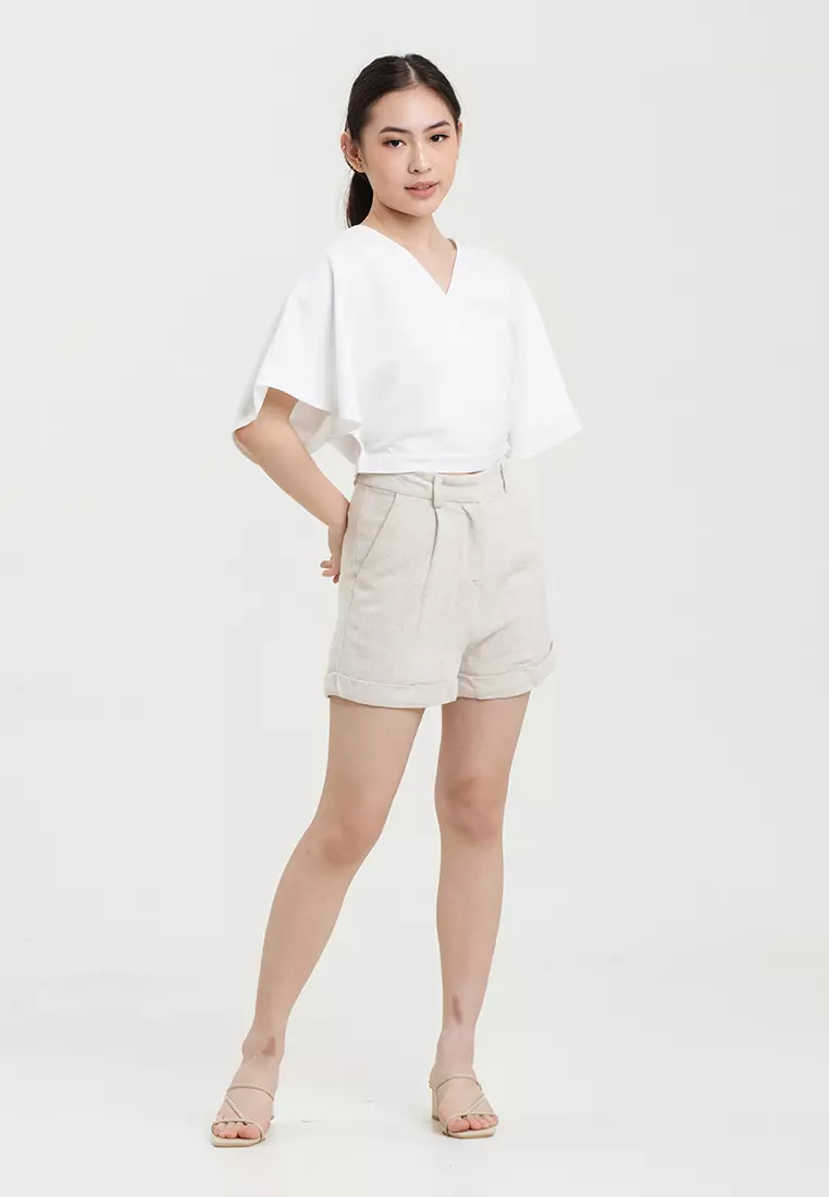 Batwing Crop Blouse in White