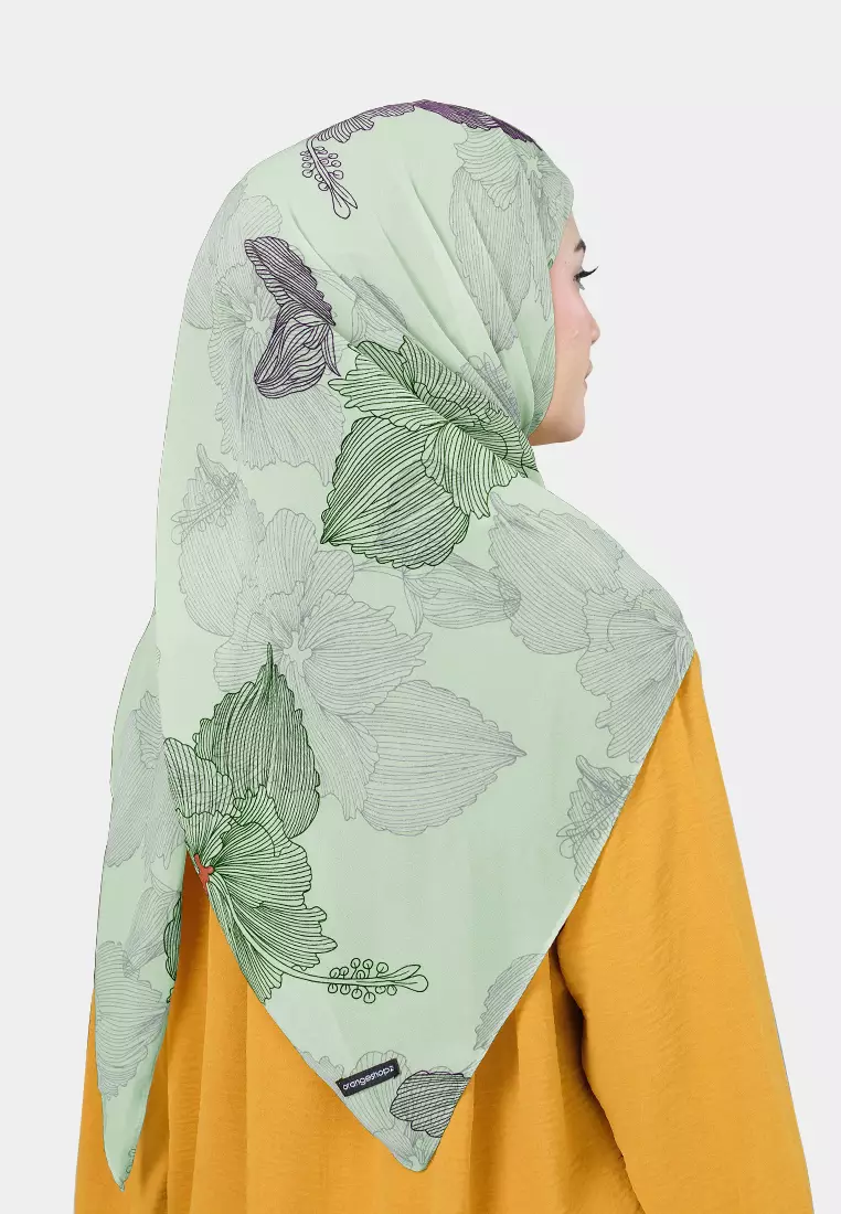 Cotton Bee - Hiraya Hijab Motif | Hijab Instan Segitiga Inner - Green Lake