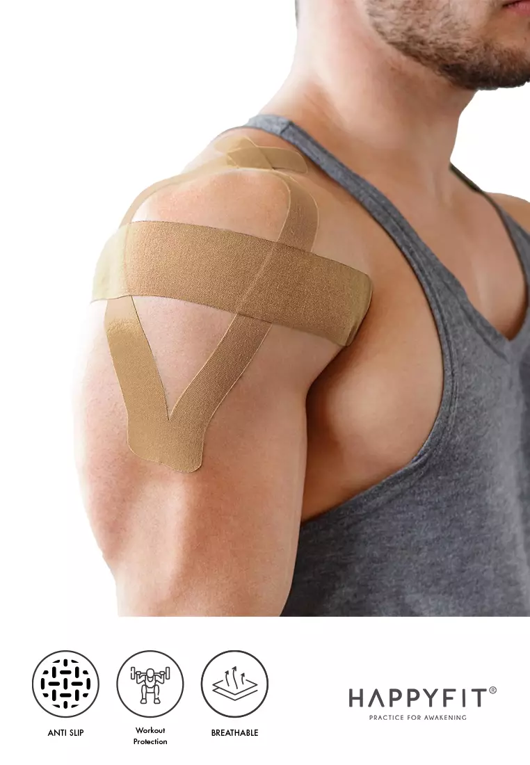 HAPPYFIT Kinesio Support Tape Cotton Adhesive - Finger & Wrist Tape - Perban Olahraga - 7,5cm x 5m