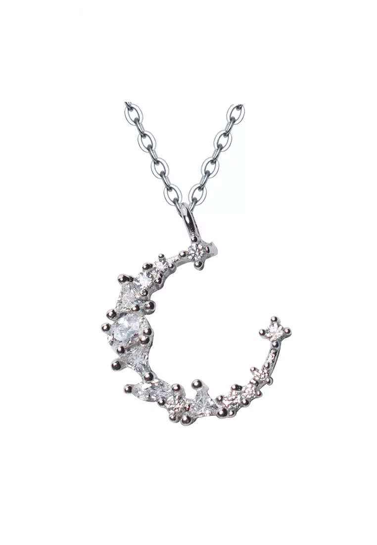 Buy HAPPY FRIDAYS Elegant Crescent Moon 925 Silver Necklace JW AR - Main Image