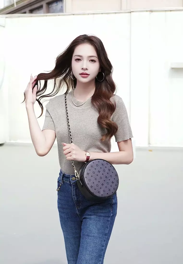 Women's Monogram Sling Bag / Crossbody Bag (Tas Selempang Wanita) - Hitam