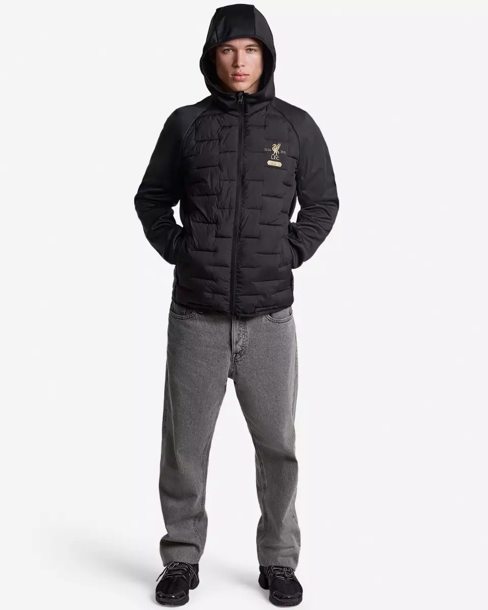 Liverpool FC  Mens Champions Hybrid Jacket Blackblack - Official LFC Jaket Original Pria