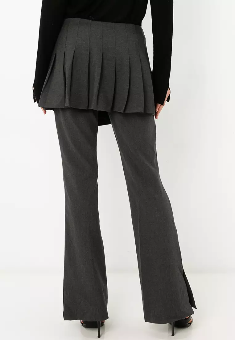 Mid-Waist Skirt Over Trousers