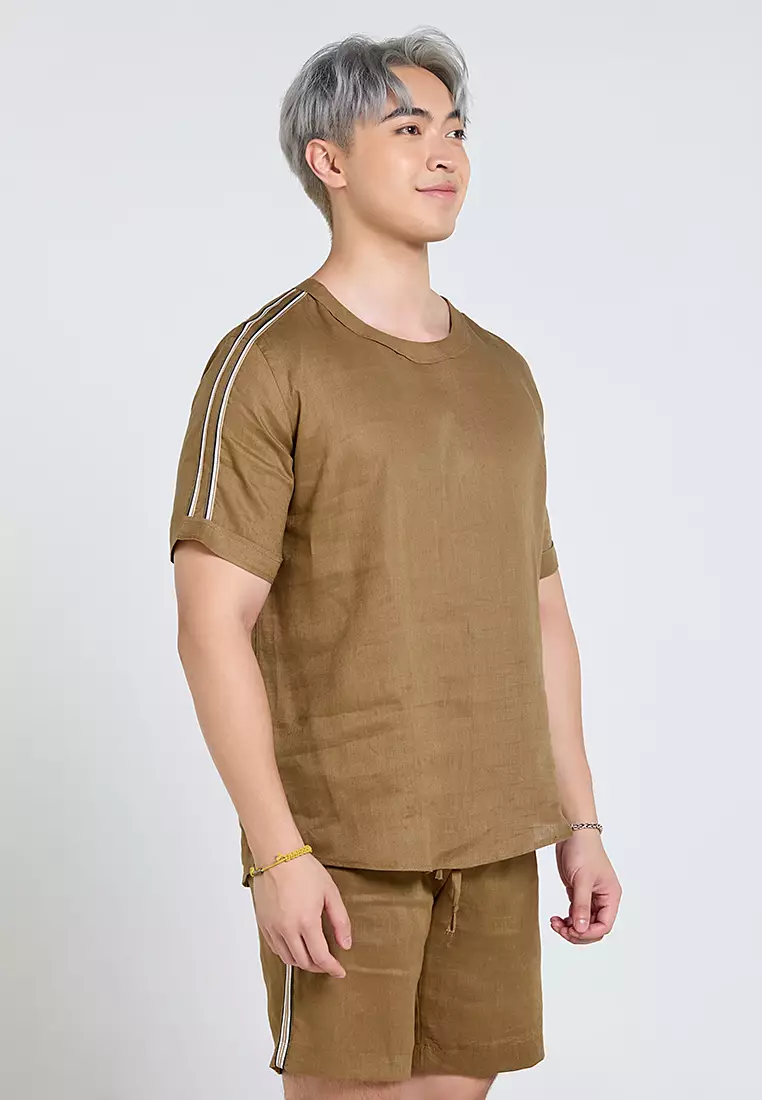 Men’s Round Neck Linen Casual Shirt