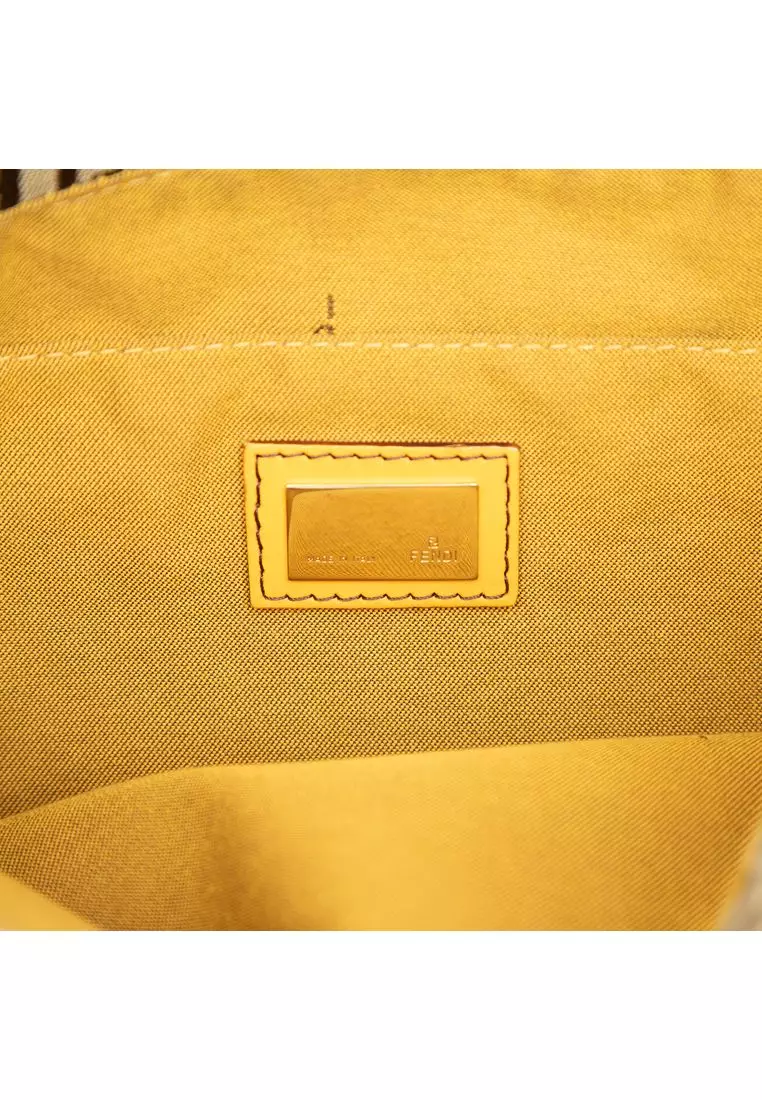 Pre-Loved Fendi Zucchino Canvas Chef Front Pocket Shopping Tote