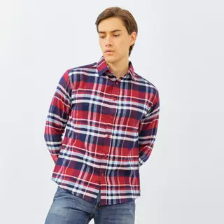 PAULMAY Kemeja Flanel Pria Lengan Panjang  Merah 6716