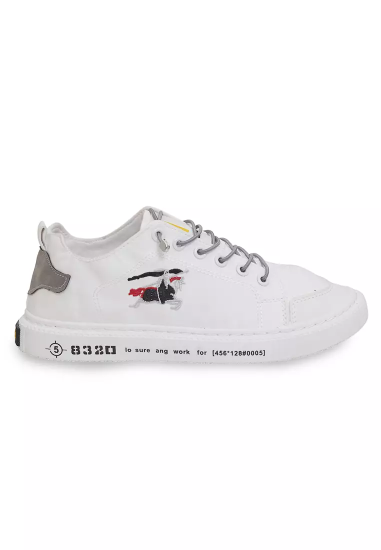 Anando Sepatu Sneakers Pria Motif Gambar Casual Shoes Stylish Design Material Leather ORIGINAL - White