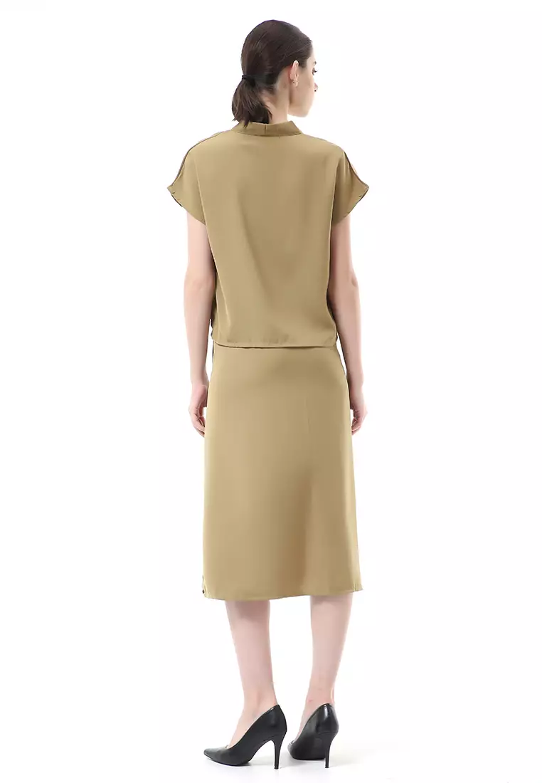 Nayra Setelan Baju & Rok Wanita One Set Adjustable Short Sleeve Material Dolce ORIGINAL - Kiwi