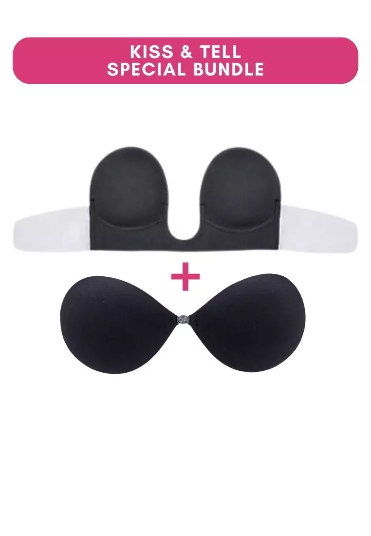 Special Bundle Plunging Push Up Nubra and Thick Push Up Stick On Nubra in  Black Seamless Invisible Reusable Adhesive Stick on Wedding Bra 隐形聚拢胸