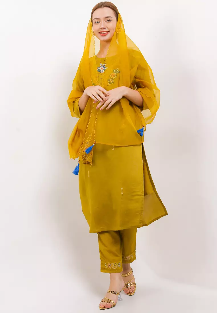 Chanira Festive Razi Tunic Set-Mustard