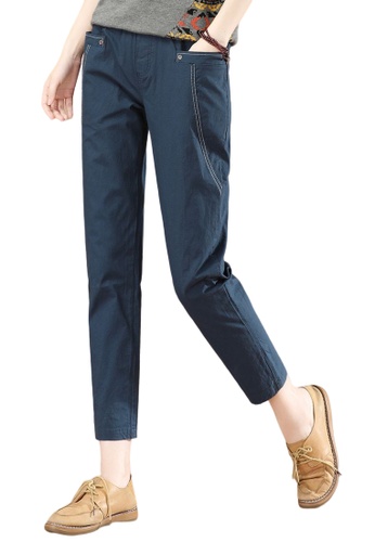 A-IN GIRLS navy Elastic Waist All-Match Trousers 61044AAECEFC6FGS_1