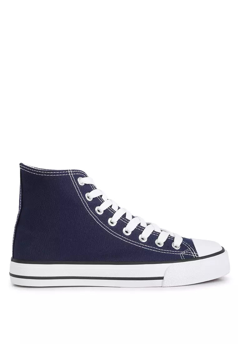 Discount on London Rag  shoes - SKU: Navy High Top Basketball Canvas Sneakers