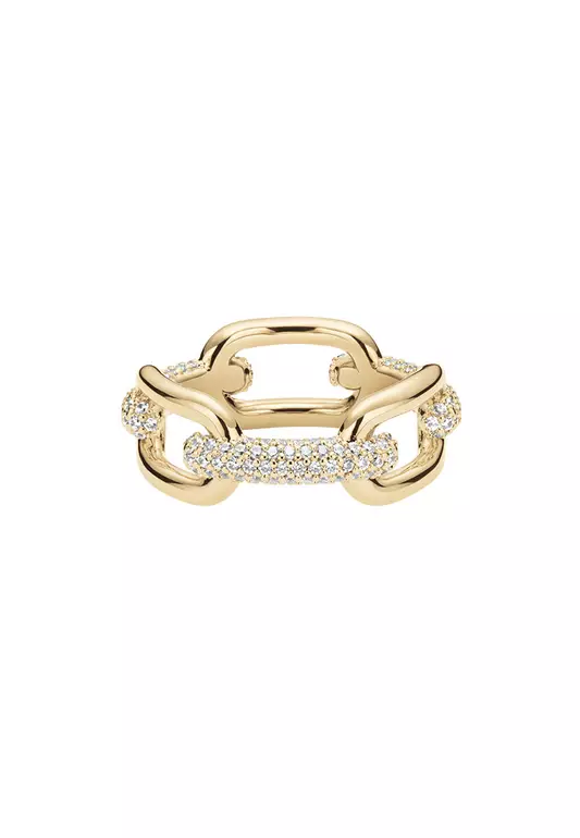Crystal Link Ring Gold Fashion Ring for women and men - Stainless Steel & Crystal - DW Official Jewelry - Authentic