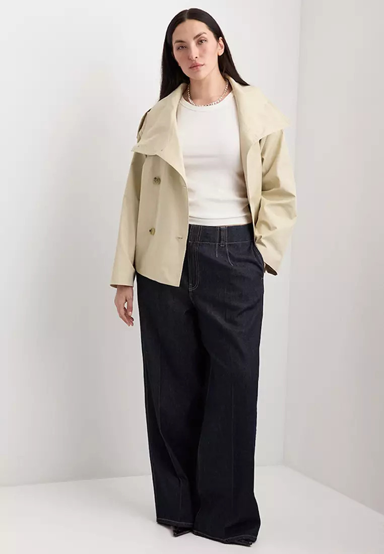 Double-Breasted Cropped Trench Coat