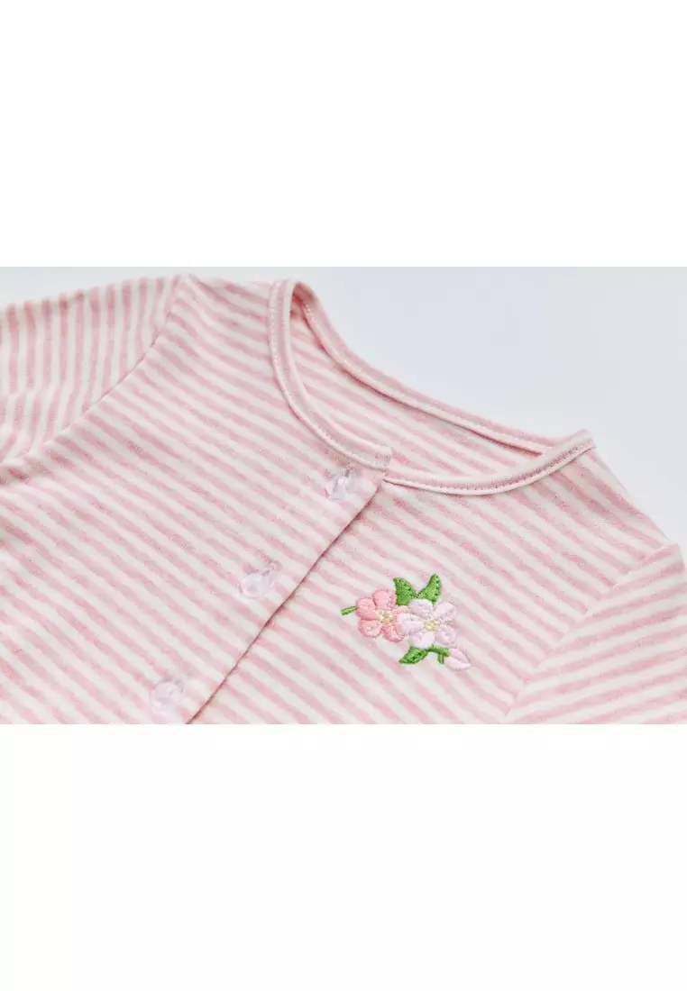 Baby Girl Bouquet Bodysuit Dress n Pink Stripe Cardigan 2 Pc Set