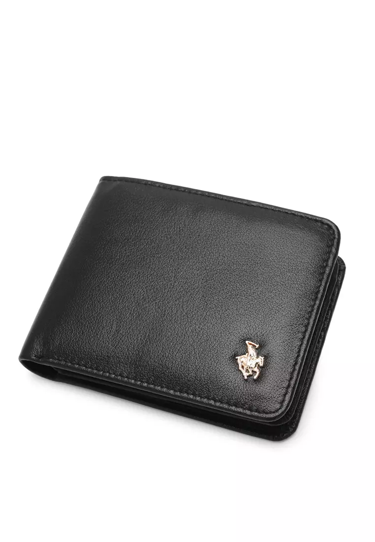 Genuine Leather RFID Short Wallet - Black