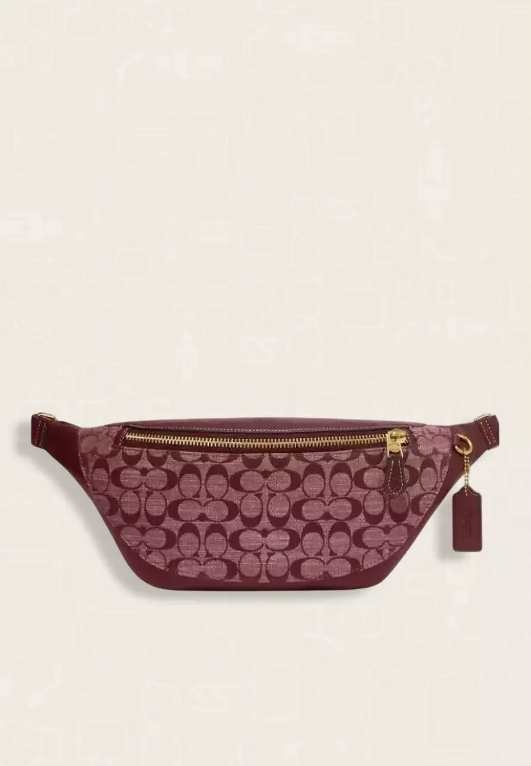 Jual Coach Coach Warren Belt Bag In Signature Chambray Wine