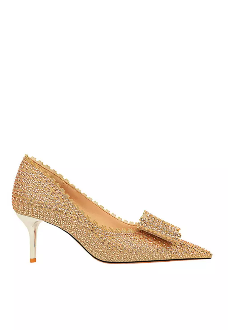 Discount on Twenty Eight Shoes  shoes - SKU: VANSA Pointed Bow Sequined High Heel Pumps VSW-H1932-A18