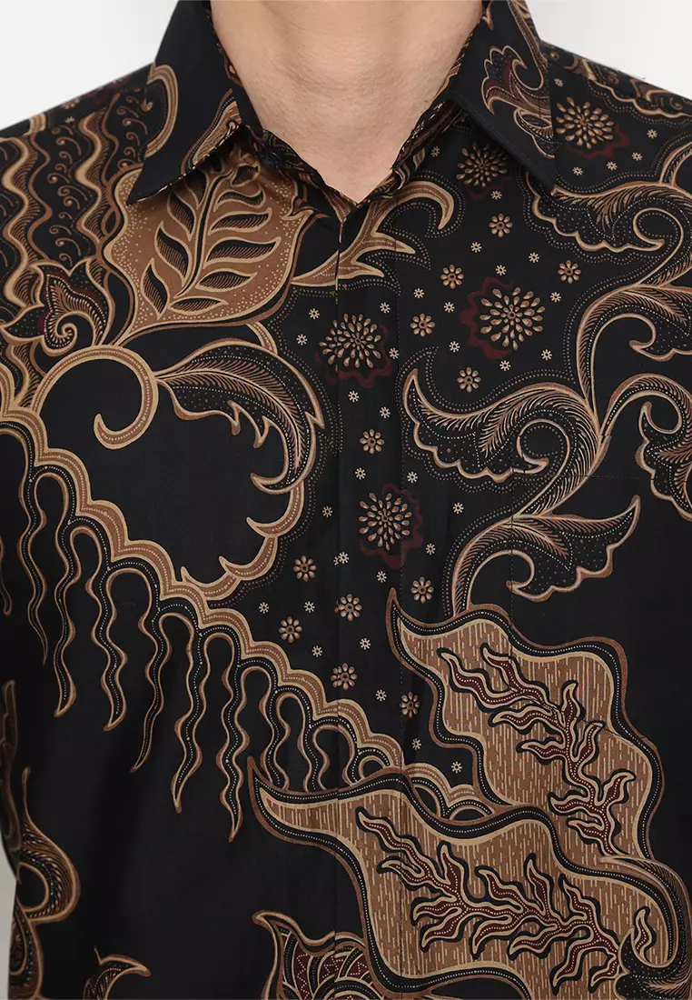 Kemeja Batik Pria Ganesha - Black/Brown