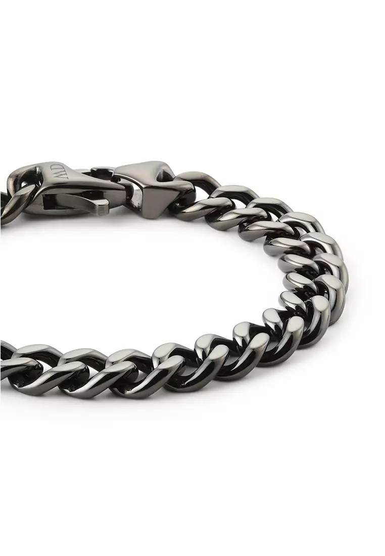 Ellipse Cuban Chain Bracelet Graphite Grey Unisex Bracelet for women and men stainless steel crystal Bracelet DW Official Authentic Original gelang tangan perempuan lelaki DW