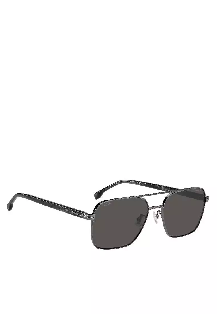 BOSS Sunglasses BOSS 1846/G/S-V81-M9, Rectangular with Dark Ruthenium Black colour
