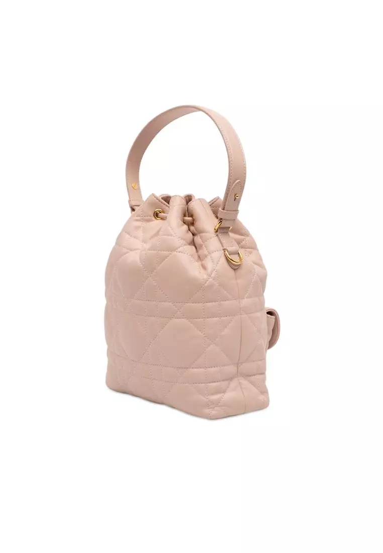 Pre-Loved Dior Small Lambskin Macrocannage Caro Bucket Bag