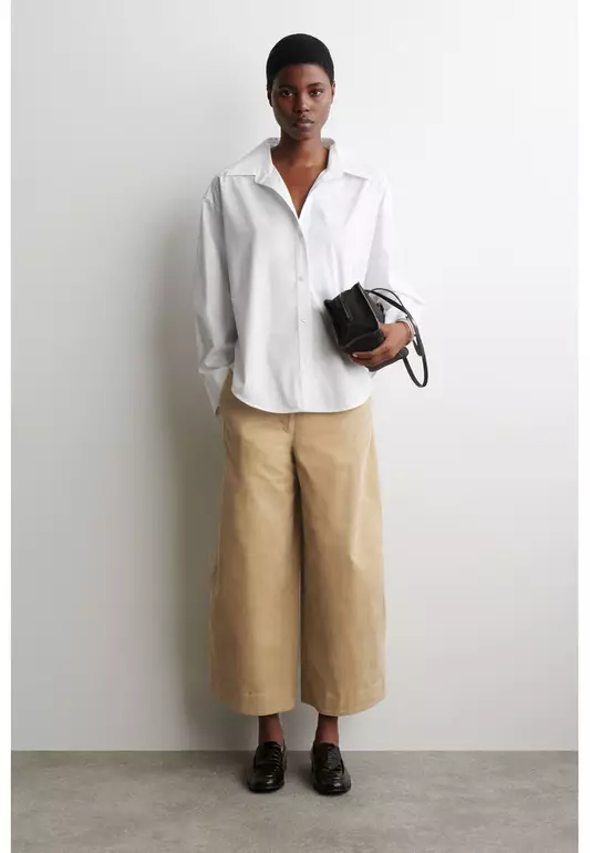 CORDUROY BARREL-LEG TROUSERS