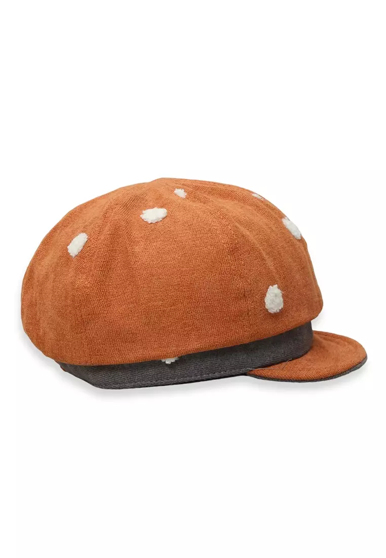 Zello Topi Beret Anak Perempuan Motif Pita Polkadot Children Hat Retro Design Material Cotton ORIGINAL - Orange
