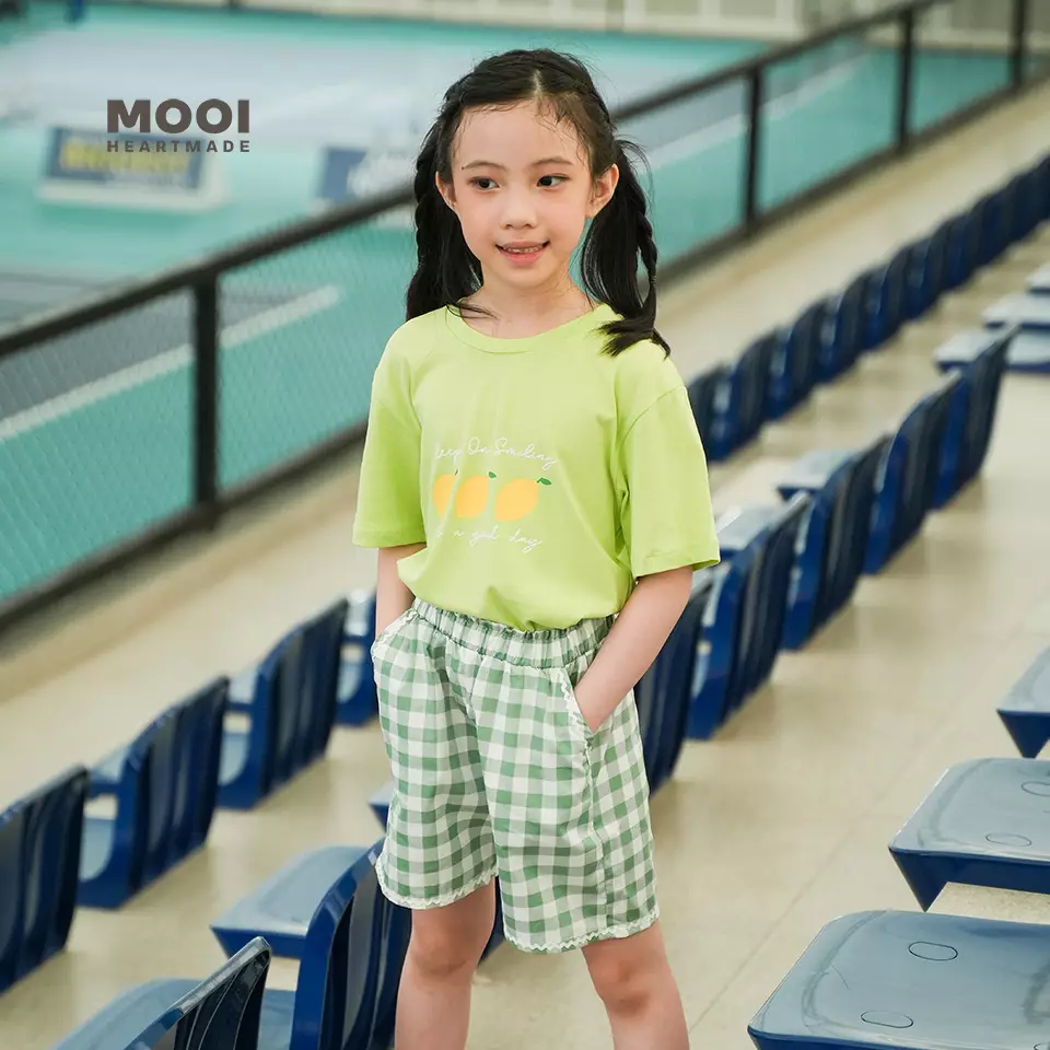 Mooi Kaos Anak Perempuan T-shirt Crop Graphic - Magenta