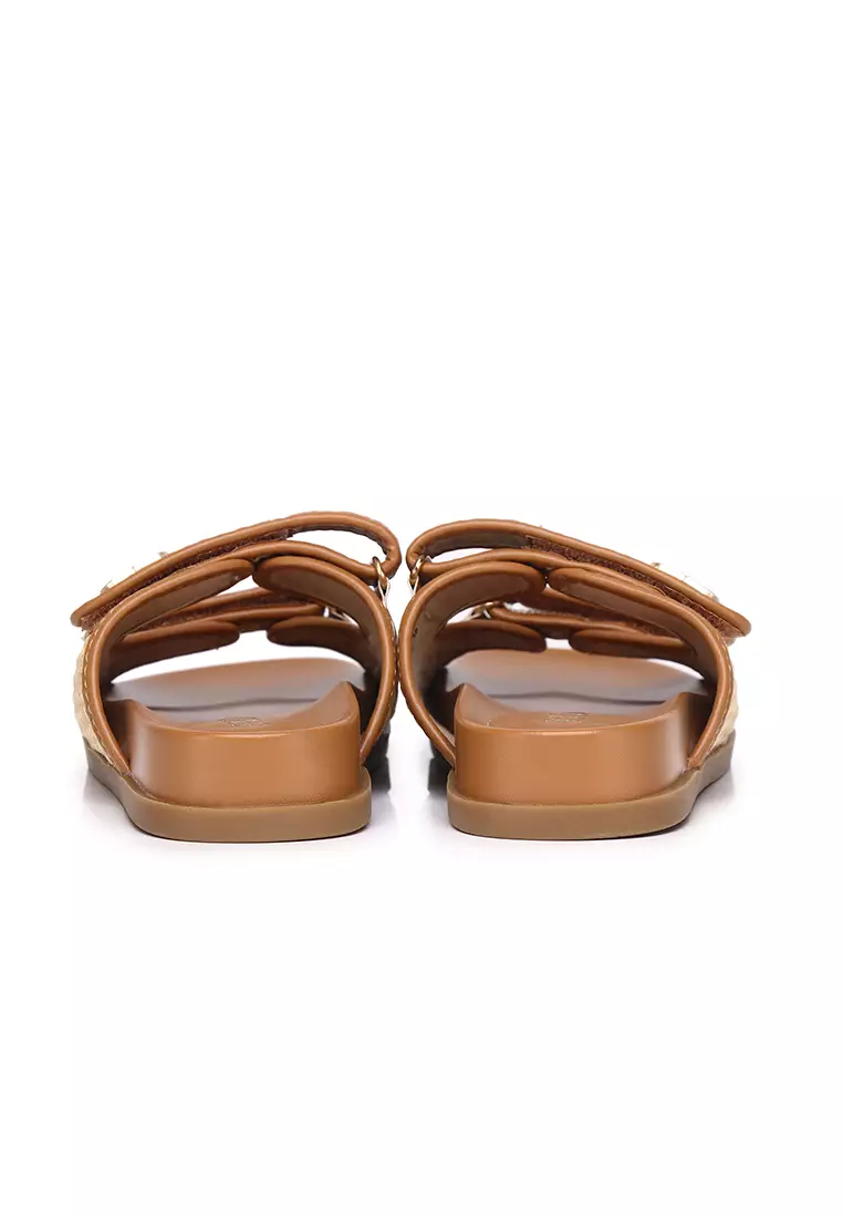 Thalia Comfy Fit Footbed Microfiber Leather Sandals Sandals