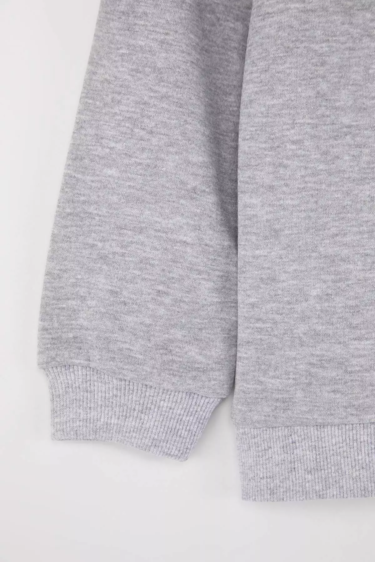 Gray Melange Cotton Plain/Basic Stand Collar Regular Knitted Boys Sweatshirt