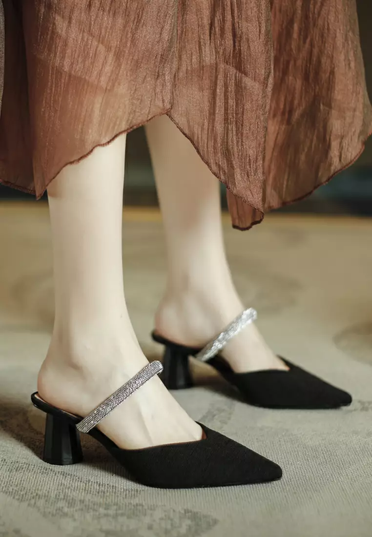 6CM Rhinestone Strap Mule Heel TE726-29