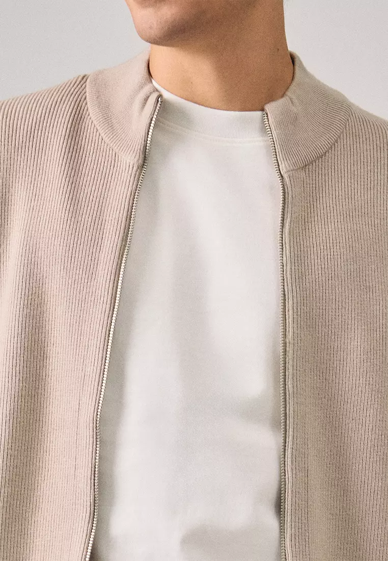 Regular Fit Zip Up Cardigan