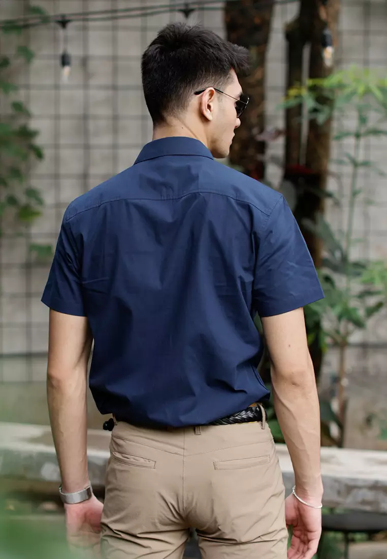 Oxcon Short Sleeve Business Shirt soft cotton Navy