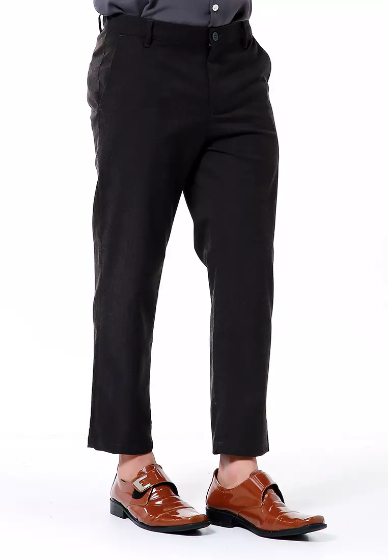 Nemanja Celana Panjang Tartan Pria Long Pants Slim Fit Material Cotton ORIGINAL - Dark Gray Black