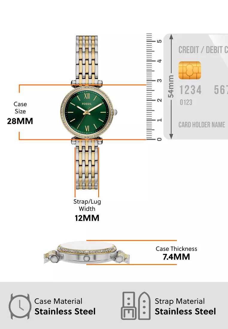 Fossil Women's Carlie Analog Watch ( ES5439 ) - Quartz, Gold Case, Round Dial, 12 MM Two Tone Stainless Steel Band