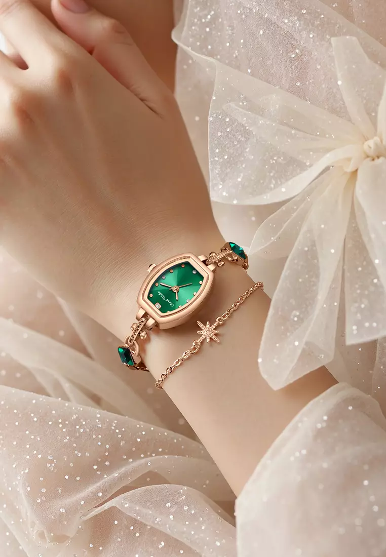 Jam Tangan Wanita Original Korea Gelang Fashion Original Jam Tangan Cewek Anti Air rosegreen