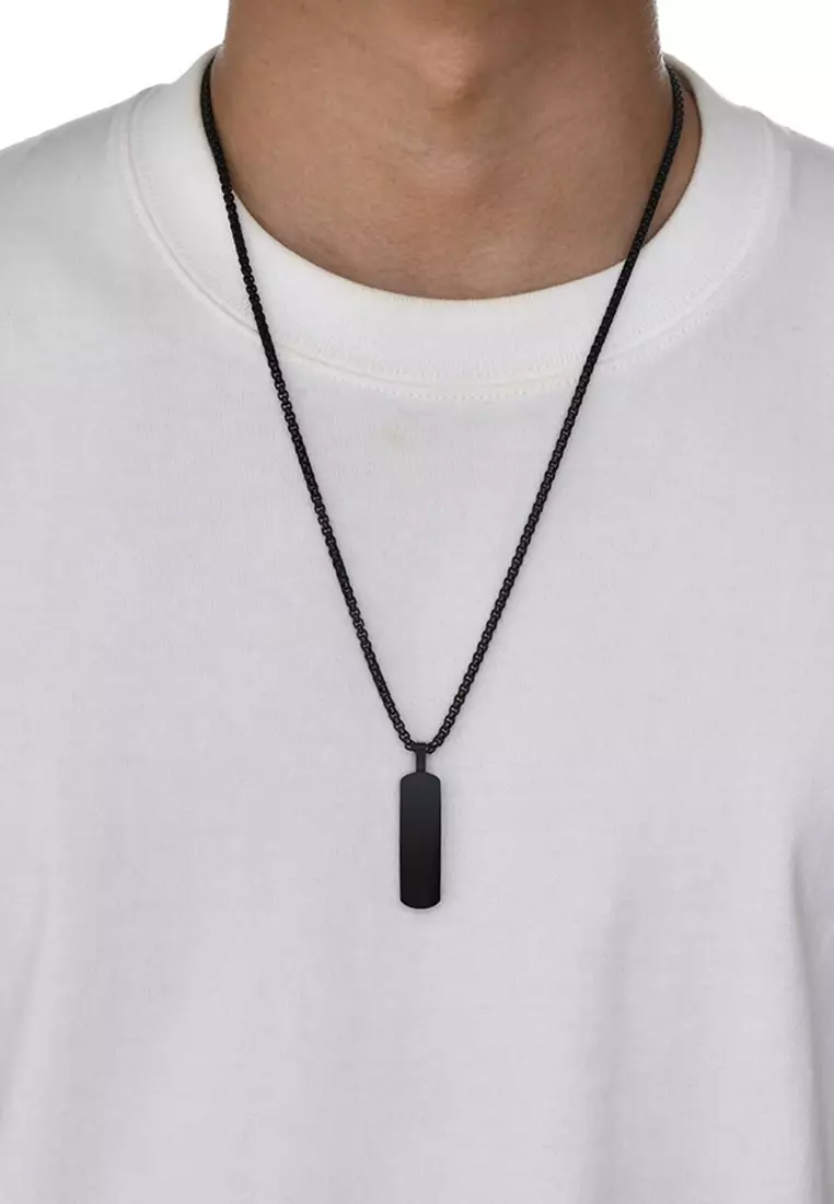Titanium Steel Rectangular Bar Pendant Necklace JW QX-1874