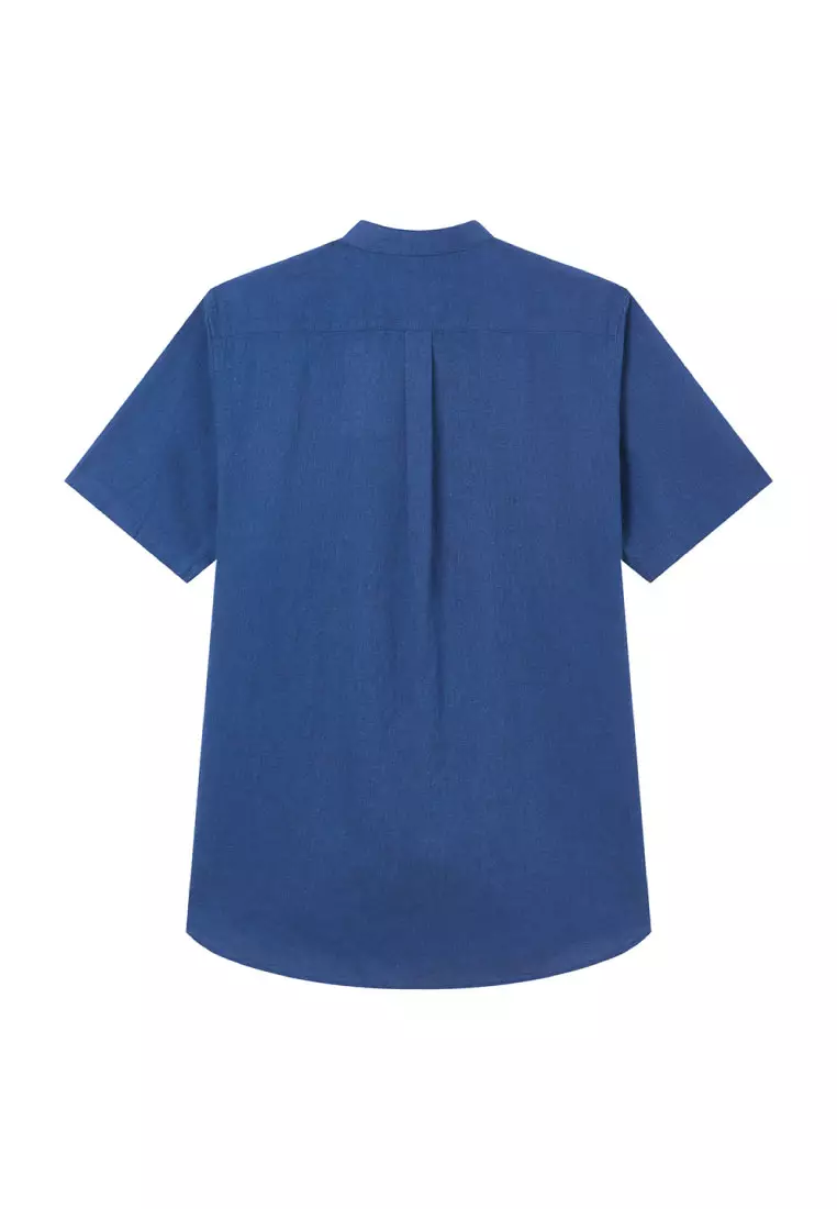 Men's Linen Cotton Slim Short Sleeve Shirt 01046214
