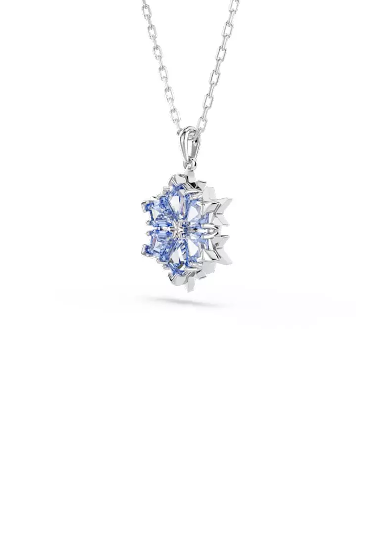 Magic Pendant, Snowflake, Blue, Rhodium Plated