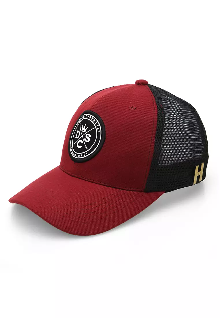Raesan Topi Baseball Jaring Aksesoris Fashion Pria Adjustable Strap Material Polyester ORIGINAL - Maroon Black